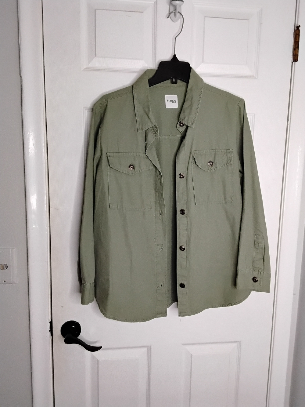 Kensie Olive Green Casual Button-Down Shirt